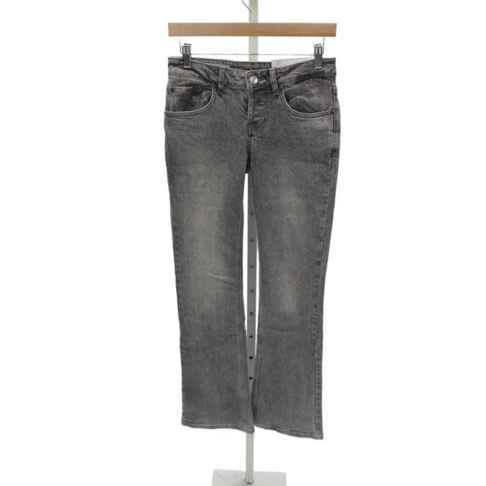 De Rococo Womens Straight Jeans Gray Cotton Blend High Rise Button Size XS